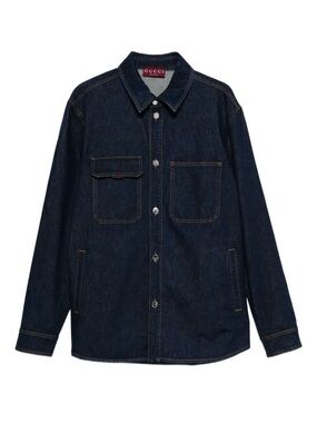 NWT Gucci Dark Indigo Denim Button-Front Shirt Jacket
